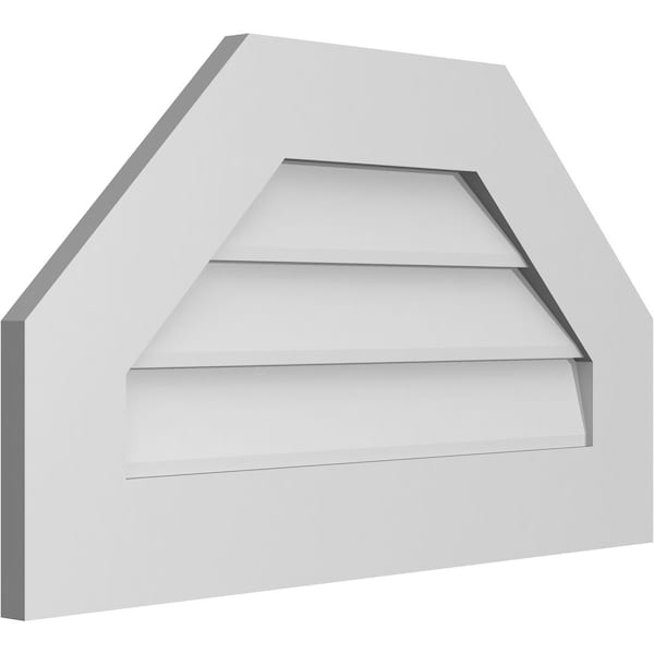 Ekena Millwork Octagonal Top Surface Mount PVC Gable Vent w/ 3-1/2"W x 1"P Standard Frame, 28"W x 16"H - GVPOT28X1601SN