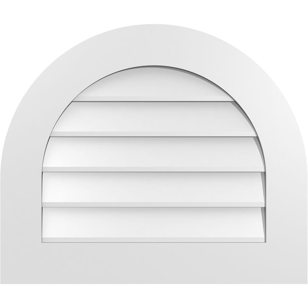 Ekena Millwork Round Top Surface Mount PVC Gable Vent: Non-Functional, w/ 3-1/2"W x 1"P Standard Frame, 26"W x 22"H - GVPRT26X2201SN