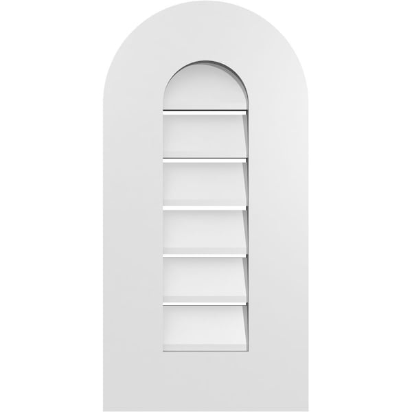 Ekena Millwork Round Top Surface Mount PVC Gable Vent: Functional, w/ 3-1/2"W x 1"P Standard Frame, 12"W x 24"H - GVPRT12X2401SF