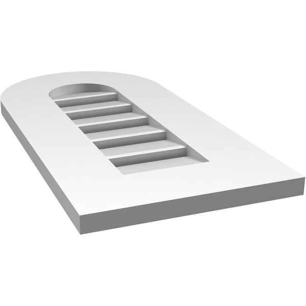Ekena Millwork Round Top Surface Mount PVC Gable Vent: Functional, w/ 3-1/2"W x 1"P Standard Frame, 12"W x 24"H - GVPRT12X2401SF