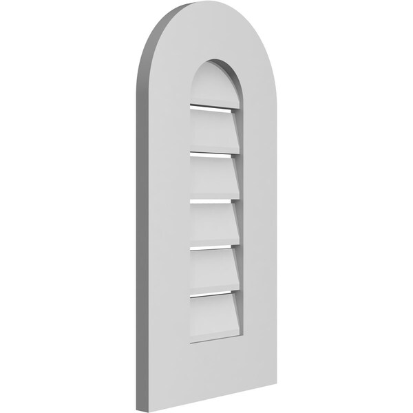 Ekena Millwork Round Top Surface Mount PVC Gable Vent: Functional, w/ 3-1/2"W x 1"P Standard Frame, 12"W x 24"H - GVPRT12X2401SF