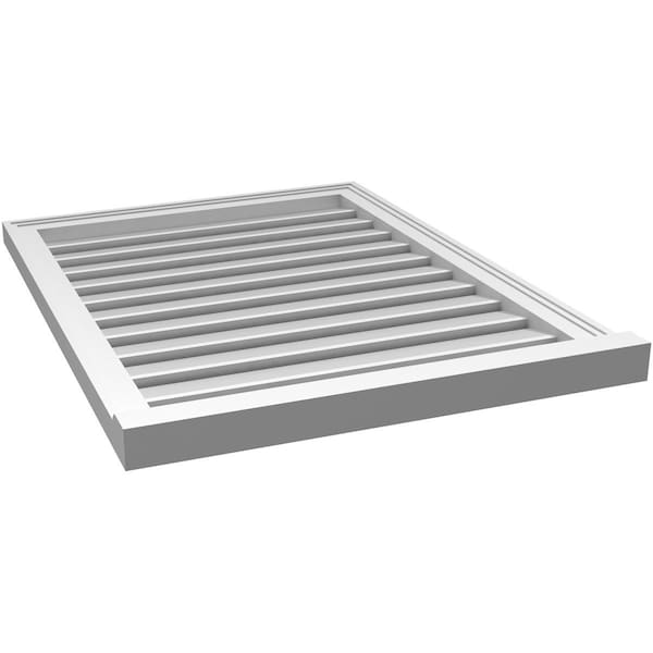 Ekena Millwork Vertical Surface Mount PVC Gable Vent: Functional, w/ 2"W x 2"P Brickmould Sill Frame, 26"W x 34"H - GVPVE26X3403SF