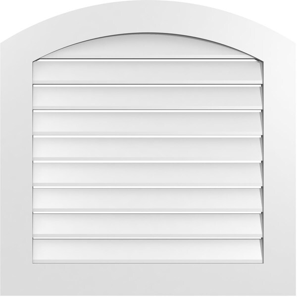 Ekena Millwork Arch Top Surface Mount PVC Gable Vent: Non-Functional, w/ 3-1/2"W x 1"P Standard Frame, 30"W x 42"H - GVPAR30X4201SN