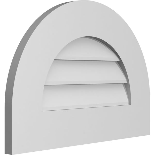 Ekena Millwork Round Top Surface Mount PVC Gable Vent: Non-Functional, w/ 3-1/2"W x 1"P Standard Frame, 20"W x 14"H - GVPRT20X1401SN