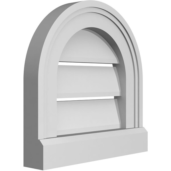 Ekena Millwork Round Top Surface Mount PVC Gable Vent: Functional, w/ 2"W x 2"P Brickmould Sill Frame, 12"W x 12"H - GVPRT12X1203SF