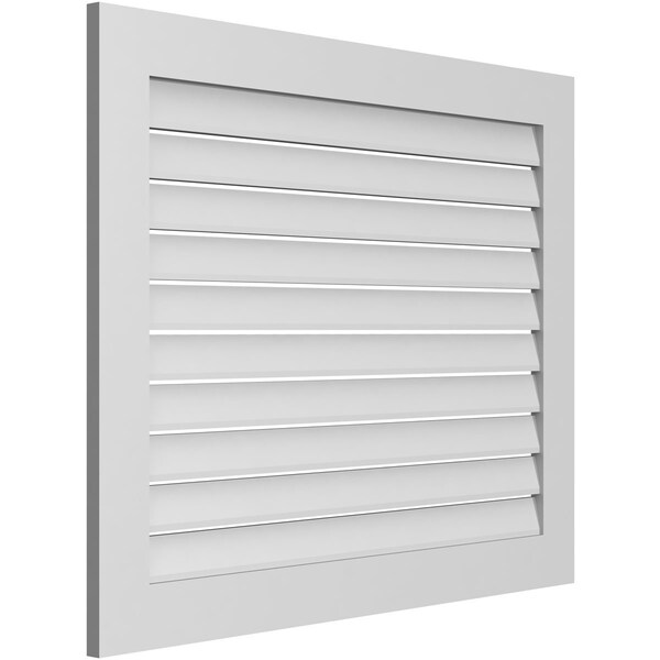 Ekena Millwork Vertical Surface Mount PVC Gable Vent: Functional, w/ 3-1/2"W x 1"P Standard Frame, 42"W x 34"H - GVPVE42X3401SF