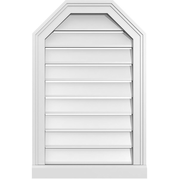 Ekena Millwork Octagonal Top Surface Mount PVC Gable Vent w/ 2"W x 2"P Brickmould Sill Frame, 18"W x 28"H - GVPOT18X2803SF