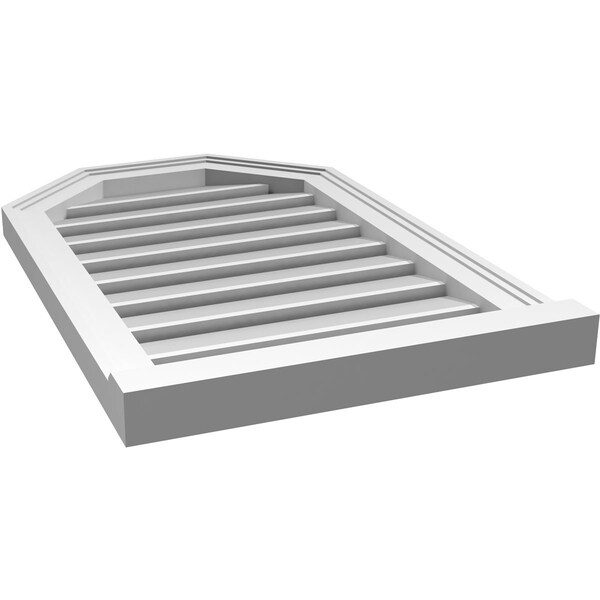 Ekena Millwork Octagonal Top Surface Mount PVC Gable Vent w/ 2"W x 2"P Brickmould Sill Frame, 18"W x 28"H - GVPOT18X2803SF
