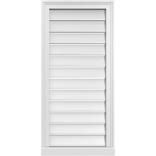 Ekena Millwork Vertical Surface Mount PVC Gable Vent: Functional, w/ 2"W x 2"P Brickmould Sill Frame, 18"W x 38"H - GVPVE18X3803SF