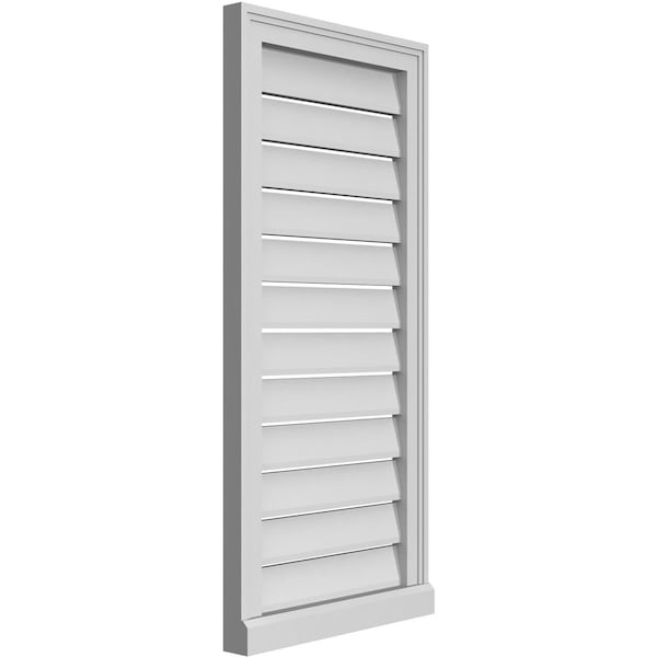 Ekena Millwork Vertical Surface Mount PVC Gable Vent: Functional, w/ 2"W x 2"P Brickmould Sill Frame, 18"W x 38"H - GVPVE18X3803SF