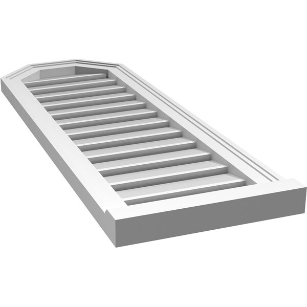 Ekena Millwork Octagonal Top Surface Mount PVC Gable Vent w/ 2"W x 2"P Brickmould Sill Frame, 14"W x 40"H - GVPOT14X4003SF