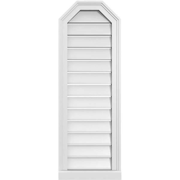 Ekena Millwork Octagonal Top Surface Mount PVC Gable Vent w/ 2"W x 2"P Brickmould Sill Frame, 14"W x 40"H - GVPOT14X4003SF