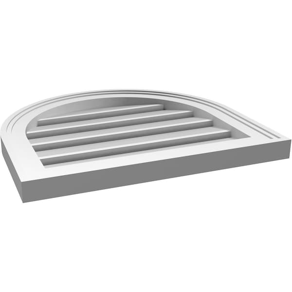 Ekena Millwork Round Top Surface Mount PVC Gable Vent: Functional, w/ 2"W x 1-1/2"P Brickmould Frame, 20"W x 18"H - GVPRT20X1802SF