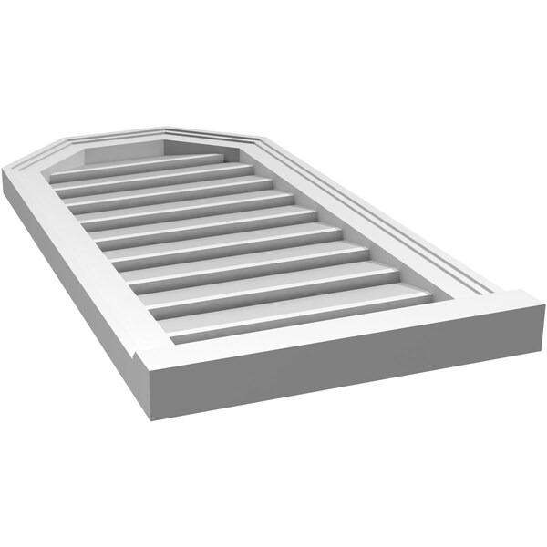Ekena Millwork Octagonal Top Surface Mount PVC Gable Vent w/ 2"W x 2"P Brickmould Sill Frame, 16"W x 32"H - GVPOT16X3203SF