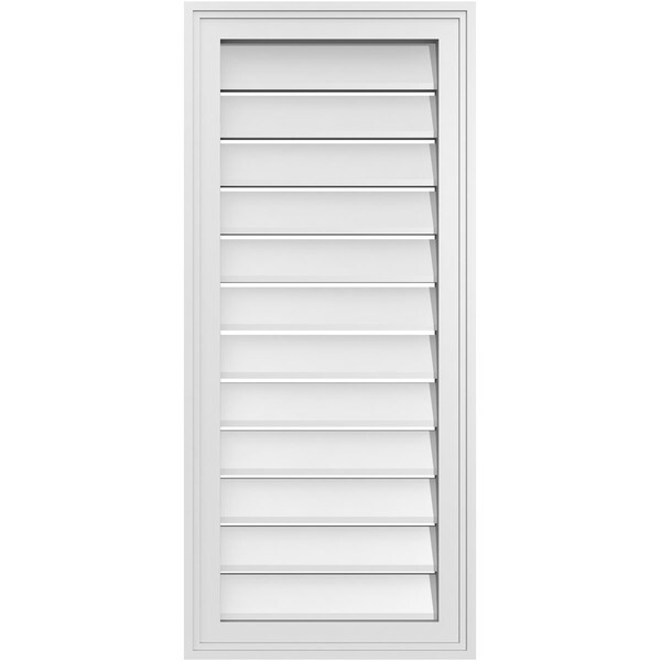 Ekena Millwork Vertical Surface Mount PVC Gable Vent: Functional, w/ 2"W x 1-1/2"P Brickmould Frame, 16"W x 36"H - GVPVE16X3602SF
