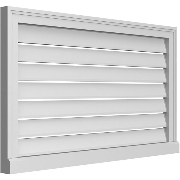Ekena Millwork Vertical Surface Mount PVC Gable Vent: Functional, w/ 2"W x 2"P Brickmould Sill Frame, 38"W x 22"H - GVPVE38X2203SF