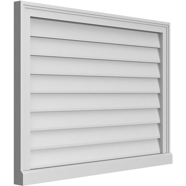 Ekena Millwork Vertical Surface Mount PVC Gable Vent w/ 2"W x 2"H , Brickmould Sill Frame, 36"W x 26"H - GVPVE36X2603SN