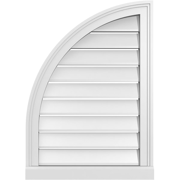 Ekena Millwork Quarter Round Top Left Surface Mount PVC Gable Vent w/ 2"W x 2"P Brickmould Sill Frame, 20"W x 28"H - GVPQL20X2803SF