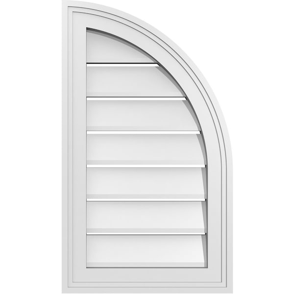 Ekena Millwork Quarter Round Top Right Surface Mount PVC Gable Vent w/ 2"W x 2"P Brickmould Sill Frame, 14"W x 24"H - GVPQR14X2403SF