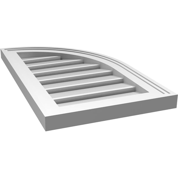 Ekena Millwork Quarter Round Top Right Surface Mount PVC Gable Vent w/ 2"W x 2"P Brickmould Sill Frame, 14"W x 24"H - GVPQR14X2403SF