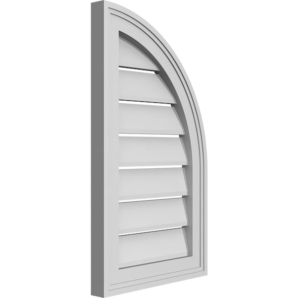 Ekena Millwork Quarter Round Top Right Surface Mount PVC Gable Vent w/ 2"W x 2"P Brickmould Sill Frame, 14"W x 24"H - GVPQR14X2403SF