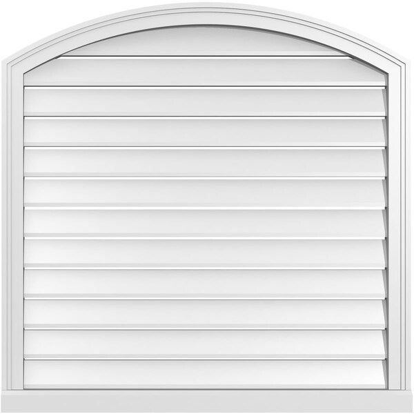 Ekena Millwork Arch Top Surface Mount PVC Gable Vent w/ 2"W x 2"P Brickmould Sill Frame, 36"W x 42"H - GVPAR36X4203SN