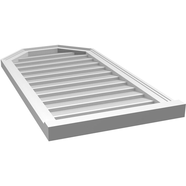 Ekena Millwork Octagonal Top Surface Mount PVC Gable Vent w/ 2"W x 2"P Brickmould Sill Frame, 20"W x 38"H - GVPOT20X3803SN