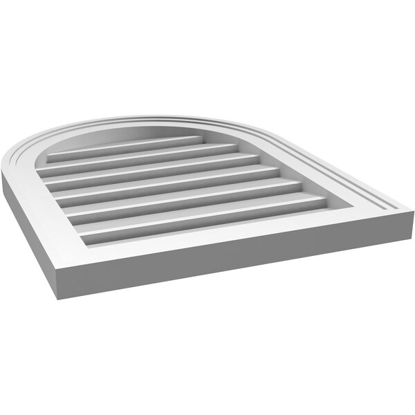 Ekena Millwork Round Top Surface Mount PVC Gable Vent: Functional, w/ 2"W x 1-1/2"P Brickmould Frame, 18"W x 22"H - GVPRT18X2202SF