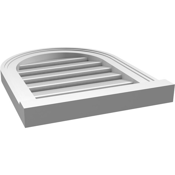 Ekena Millwork Round Top Surface Mount PVC Gable Vent: Functional, w/ 2"W x 2"P Brickmould Sill Frame, 16"W x 20"H - GVPRT16X2003SF