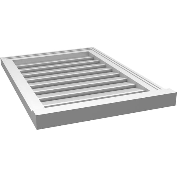 Ekena Millwork Vertical Surface Mount PVC Gable Vent: Functional, w/ 2"W x 2"P Brickmould Sill Frame, 20"W x 28"H - GVPVE20X2803SF