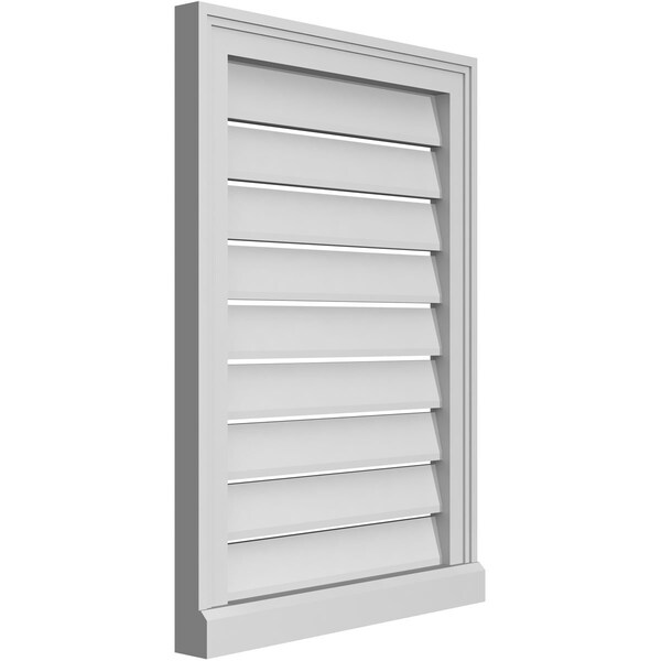 Ekena Millwork Vertical Surface Mount PVC Gable Vent: Functional, w/ 2"W x 2"P Brickmould Sill Frame, 20"W x 28"H - GVPVE20X2803SF