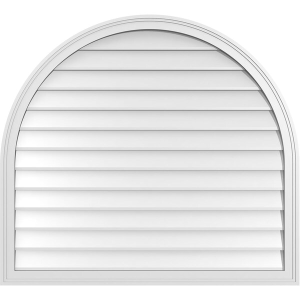 Ekena Millwork Round Top Surface Mount PVC Gable Vent w/ 2"W x 1-1/2"P Brickmould Frame, 42"W x 38"H - GVPRT42X3802SN