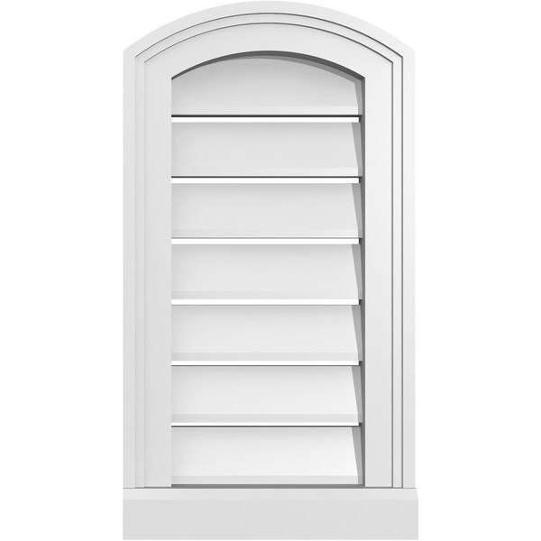 Ekena Millwork Arch Top Surface Mount PVC Gable Vent w/ 2"W x 2"P Brickmould Sill Frame, 12"W x 20"H - GVPAR12X2003SN