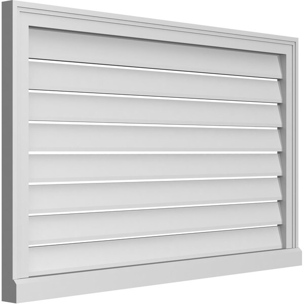 Ekena Millwork Vertical Surface Mount PVC Gable Vent: Functional, w/ 2"W x 2"P Brickmould Sill Frame, 42"W x 26"H - GVPVE42X2603SF