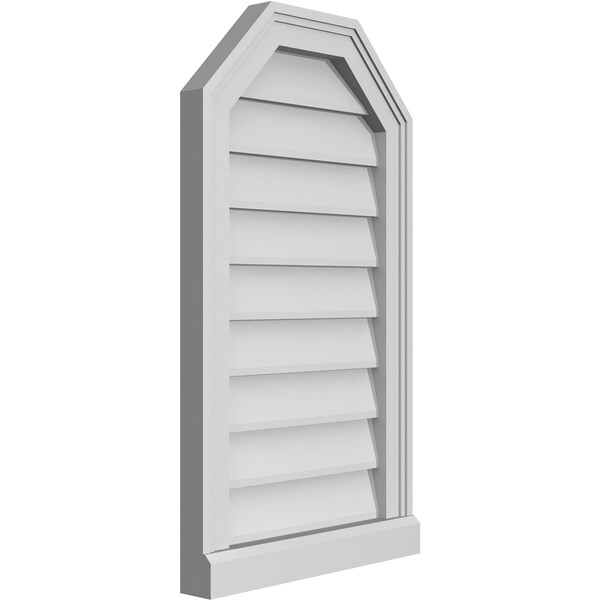 Ekena Millwork Octagonal Top Surface Mount PVC Gable Vent w/ 2"W x 2"P Brickmould Sill Frame, 16"W x 28"H - GVPOT16X2803SN