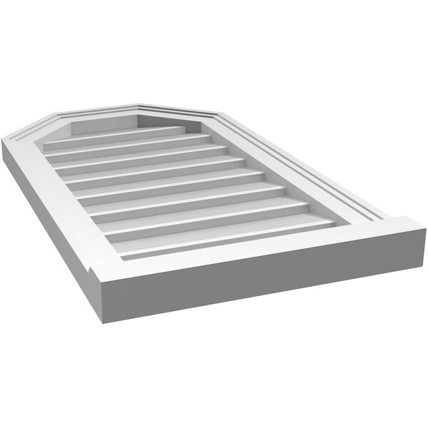 Ekena Millwork Octagonal Top Surface Mount PVC Gable Vent w/ 2"W x 2"P Brickmould Sill Frame, 16"W x 28"H - GVPOT16X2803SN