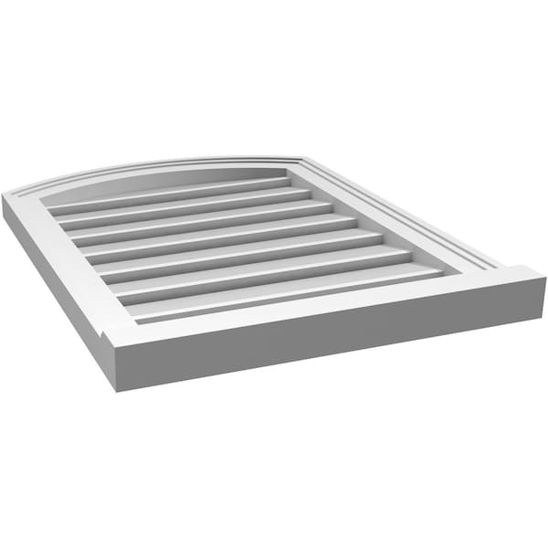 Ekena Millwork Arch Top Surface Mount PVC Gable Vent w/ 2"W x 2"P Brickmould Sill Frame, 20"W x 24"H - GVPAR20X2403SN