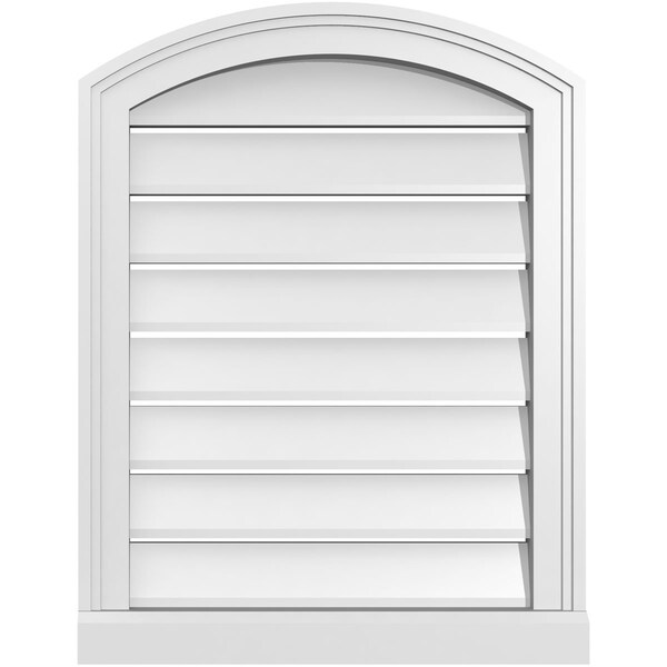Ekena Millwork Arch Top Surface Mount PVC Gable Vent w/ 2"W x 2"P Brickmould Sill Frame, 20"W x 24"H - GVPAR20X2403SN