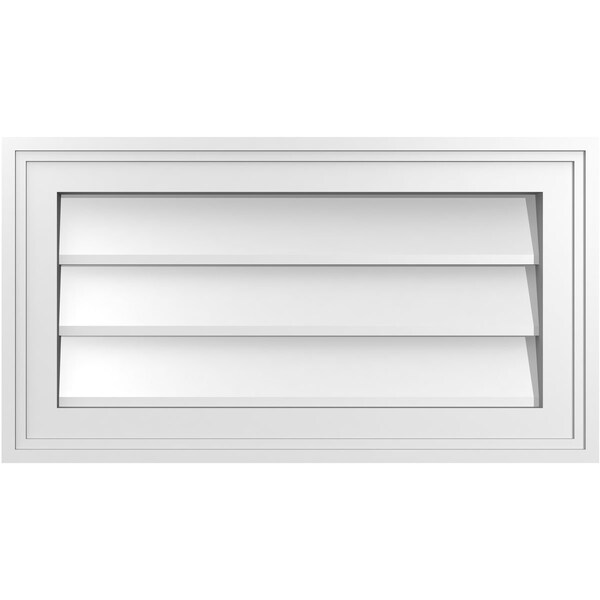 Ekena Millwork Vertical Surface Mount PVC Gable Vnt: Non-Functional, w/2"W x 1-1/2"H, Brickmould Frame, 22"W x 12"H - GVPVE22X1202SN