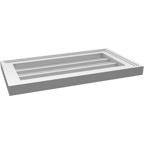 Ekena Millwork Vertical Surface Mount PVC Gable Vnt: Non-Functional, w/2"W x 1-1/2"H, Brickmould Frame, 22"W x 12"H - GVPVE22X1202SN