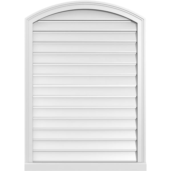 Ekena Millwork Arch Top Surface Mount PVC Gable Vent w/ 2"W x 2"P Brickmould Sill Frame, 30"W x 40"H - GVPAR30X4003SN