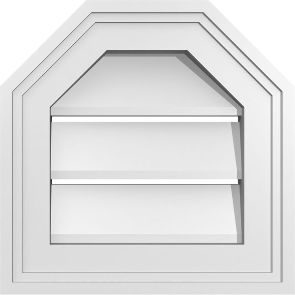 Ekena Millwork Octagonal Top Surface Mount PVC Gable Vent w/ 2"W x 1-1/2"P Brickmould Frame, 12"W x 12"H - GVPOT12X1202SF