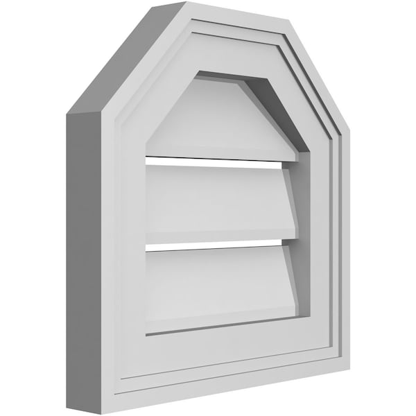 Ekena Millwork Octagonal Top Surface Mount PVC Gable Vent w/ 2"W x 1-1/2"P Brickmould Frame, 12"W x 12"H - GVPOT12X1202SF