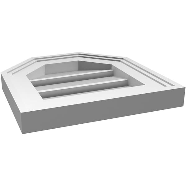 Ekena Millwork Octagonal Top Surface Mount PVC Gable Vent w/ 2"W x 1-1/2"P Brickmould Frame, 12"W x 12"H - GVPOT12X1202SF