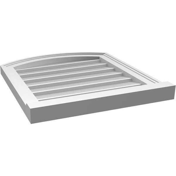 Ekena Millwork Arch Top Surface Mount PVC Gable Vent: Functional, w/ 2"W x 2"P Brickmould Sill Frame, 20"W x 22"H - GVPAR20X2203SF