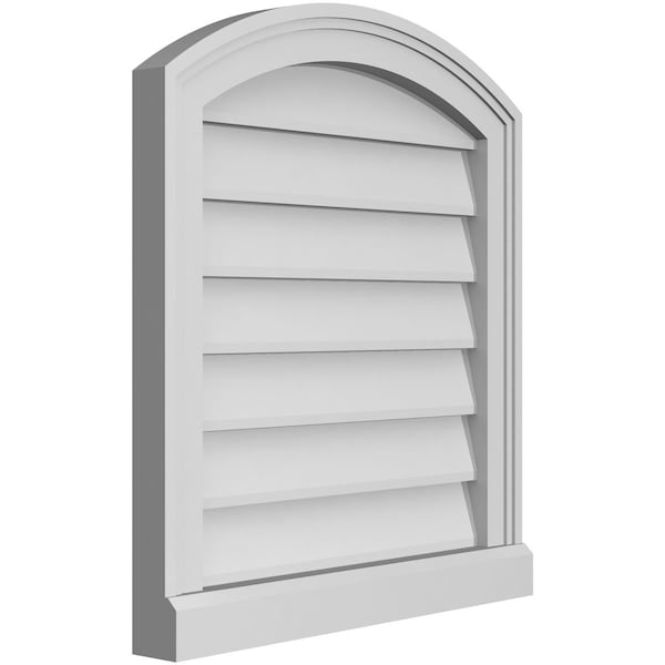 Ekena Millwork Arch Top Surface Mount PVC Gable Vent: Functional, w/ 2"W x 2"P Brickmould Sill Frame, 20"W x 22"H - GVPAR20X2203SF