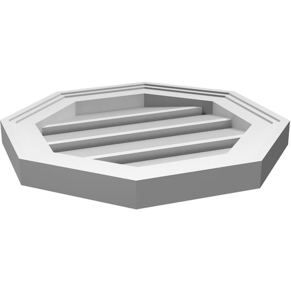Ekena Millwork Octagonal Surface Mount PVC Gable Vent: Functional, w/ 2"W x 1-1/2"P Brickmould Frame, 16"W x 16"H - GVPOC16X1602SF