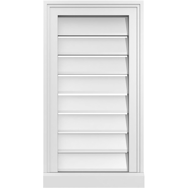 Ekena Millwork Vertical Surface Mount PVC Gable Vent: Functional, w/ 2"W x 2"P Brickmould Sill Frame, 14"W x 26"H - GVPVE14X2603SF