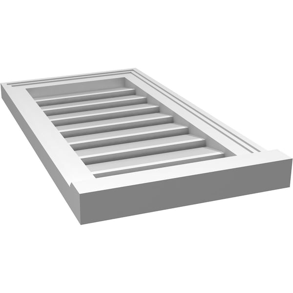 Ekena Millwork Vertical Surface Mount PVC Gable Vent: Functional, w/ 2"W x 2"P Brickmould Sill Frame, 14"W x 26"H - GVPVE14X2603SF