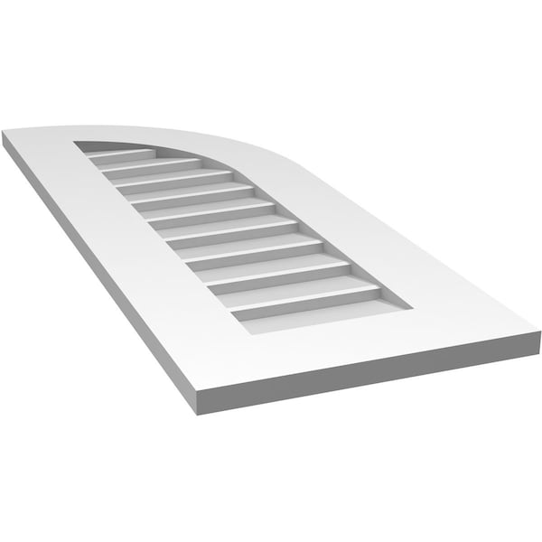 Ekena Millwork Quarter Round Top Right Surface Mount PVC Gable Vent w/ 3-1/2"W x 1"P Standard Frame, 14"W x 36"H - GVPQR14X3601SN